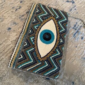 America & Beyond Artisan Beaded Evil Eye Clutch